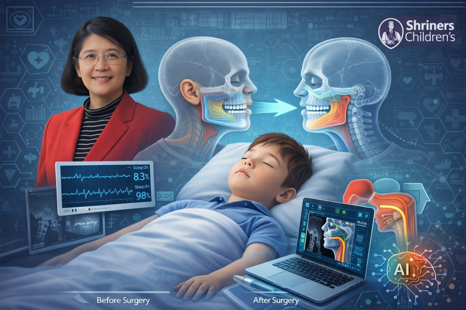 Illustration related to AI-driven health analytics and pediatric sleep apnea research.